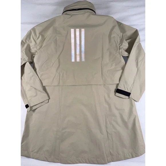 Adidas MYSHELTER RAIN.RDY Jacket Beige Tan Waterproof Hooded Coat M Women's - Picture 13 of 14